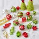 42pcs Christmas Balls Ornaments Set - Red and Green Christmas Ornaments Assorted Shatterproof Glittering Hanging Xmas Tree Decorations for Home Indoor Holiday Party Decor