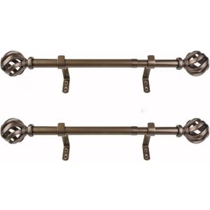 Decopolitan 1" Cage Side Curtain Rod Pair, 12 to 20 Inches, Dark Bronze