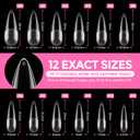 UNA GELLA Long Stiletto Gel Nail Tips: 216pcs Halloween Stiletto Almond Fake Nails Pre-shape Long Almond Press Ons for Full Cover Acrylic French False Nails For Nail Extension DIY Salon 12 Sizes