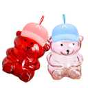 ZAGEVIVIN Holiday Bear Glass Tumbler with Straw, Borosilicate Glass Drinking Mugs with Love Straw, Pink and Red Valentine's Day Gift Box, Coffee Tea Candy jar (Pink, 16oz)