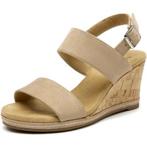 VJH confort Women's Wedge Sandals Buckle Straps Cork Platform Comfort Slingback Dress Open Toe Sandals (8)