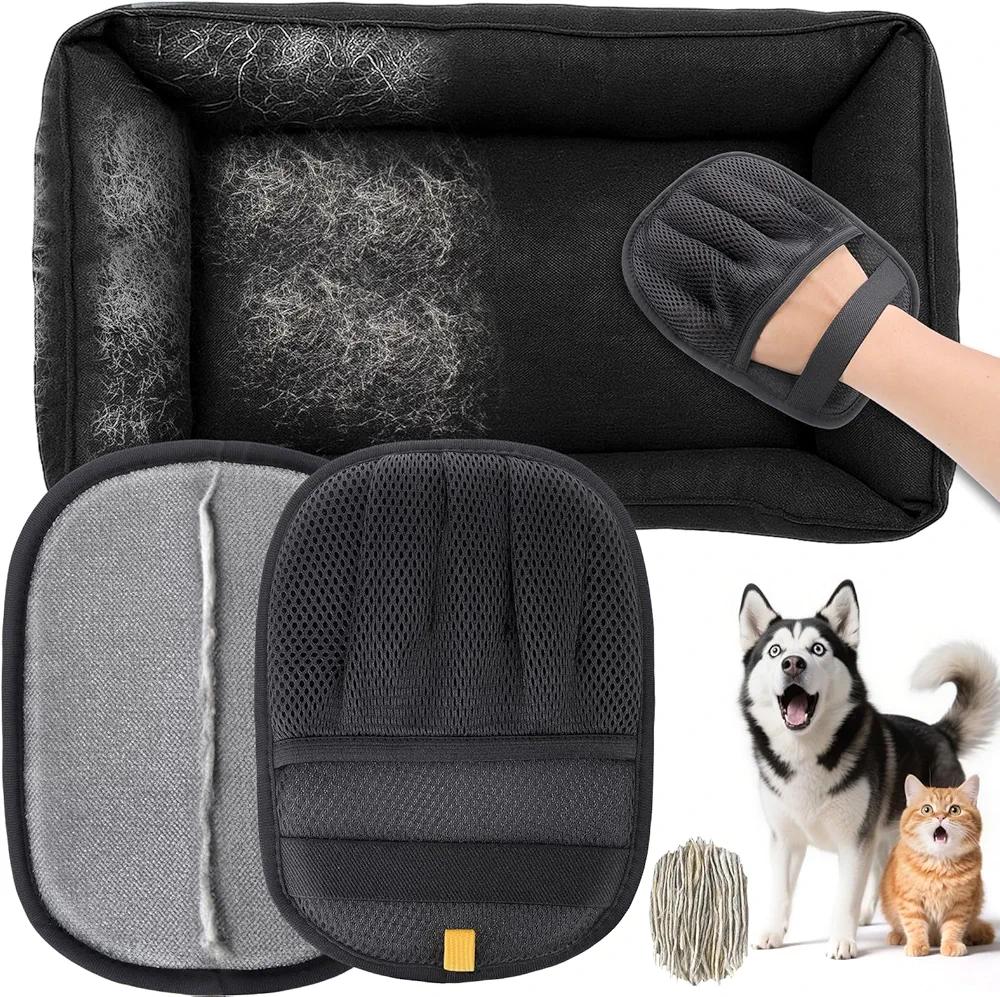 BABORUI Pet Hair Removal Glove - 2 Pack Five Finger Electrostatic Gloves Pet Hair, Remover Glove Lint Rolls into Strips, Dog and Cat Hair Removal Tool for Furniture, Car, Couch, Carpet, Clothes