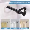 CorkLatta Black Curtain Rods for Windows 30 to 60 Inches with Brackets, Decorative 5/8 Inch Diameter Single Window Curtain Rod Set for Room Divider, Bedroom, Living room, Kitchen, Bathroom