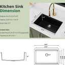 Davivy 27 Inch Black Granite Sink Workstation, 27 X 19 Granite Composite Kitchen Sink Undermount & Drop in, Deep Single Bowl with Accessories