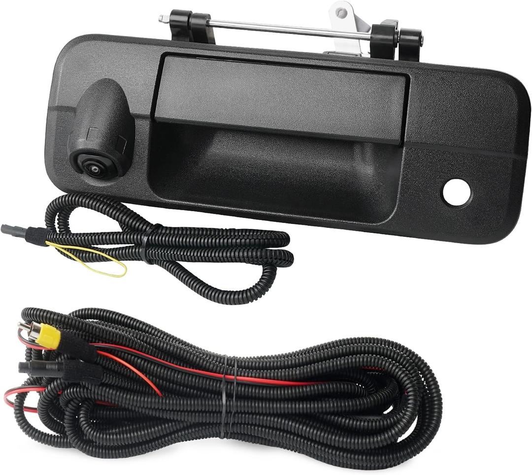 Tailgate Handle Backup Camera Compatible with 2007-2013 Toyota Tundra, Tailgate Latch Door Handle with Rear View Reverse Camera RCA Connector Backup Kit Replaces# 81214, 690900C051, 69090-0C051