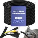 Kanayu Split Flame Retardant Wire Loom High Temperature Cable Conduit Split Cable Sleeves Loom Tubing Auto Wire Conduit for Industrial Electrical Automotive Marine(1/2''-100 ft,Black)
