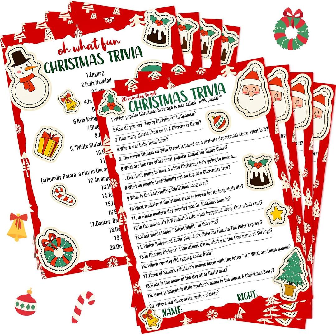 Marspark 80 Pieces Christmas Trivia Games Question and Answer Cards Trivia Games for Family, Christmas Party Vacation Game Guessing Activity for Adults Coworkers Groups Holiday Supplies(Classic)