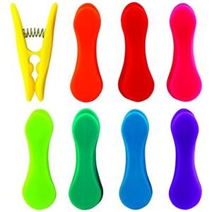 Kikkerland Rainbow Bag Clips (Set of 8), Multicolor