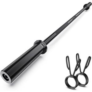 57" Olympic Barbell Bar, 2" Standard Straight Barbell Bars for Weight Lifting Bar for Bench Press/Squats/Hip Thrusts/Lunges/Biceps- Home Gym Weight Bar- 2 Spring Collars (500lb Weight Capacity) (Black)