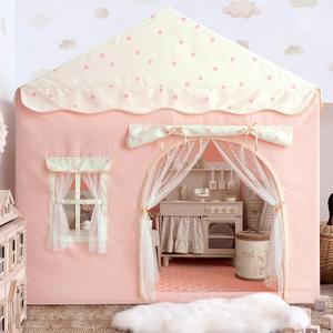 Kids Play Tent with Double Door Children's Playhouse Tents - Portable Fantasy Adventure Castle for Girls, Kids Tent with Mat, House Toys for Girl Birthday, Christmas House Gift