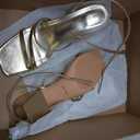 Modatope Women Gold Heels Strappy Chunky Heels for Women Gold Prom Shoes Open Toe Ankle Strap Chunky Block Heeled Sandals Size 11