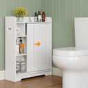 Bathroom Floor Cabinets, Slim Bathroom Storage Cabinet with Sliding Door, Ideal for Toilet Paper Holder, Adjustable Shelves, Next to Toilet Solid Cabinet for Bathroom,Kitchen,White, 7.87"D x 23.6"W x 29.5"H