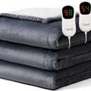 Homemate Electric Heated Blanket Queen Size - 84"x90" Heating Blanket Queen Size Dual Control 1/2/4/6/8 Hours Auto-Off 10 Heat Level Over-Heat Protection Flannel Sherpa ETL Certification (01 - Light Grey)