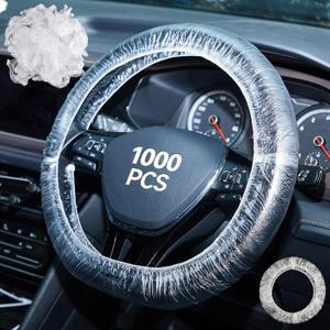 1000 Pcs Universal Disposable Steering Wheel Cover Plastic Clear Steering Wheel Protectors with Elastic for Car Maintenance, Body Repair Shops and Car Interior Protection