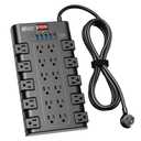 10Ft Power Strip Surge Protector, SUPERDANNY Charging Station 22 Outlets with 45W Type-C Fast Charging USB Ports, 4 USB-A, 2 USB-C, 2100J, 15A/1875W, Flat Plug Extension Cord for Home Office Black