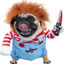 Dog Halloween Costumes, Deadly Doll- Chucky Dog Costume with Knife for Pets, Funny Costumes Halloween for Small Dogs [XS]