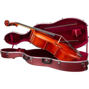 Crossrock ABS Cello Case for 4/4 & 3/4 Size | Wine Red Velvet Interior, Molded Hardshell with Wheels, Lock, Dual Bow Holders & Backpack Straps-Dark Red (CRA862CEFDR)