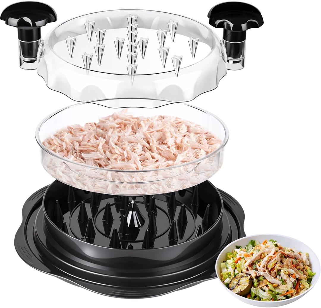 Chicken Breast Shredder, Chicken Shredder Tool Twist Large, Visible Meat Shredder Tool Twist with Separate Plate, Non-Slip Bottom, Ergonomic Handle, BPA free, Suitable for all kinds of Cooked Meat