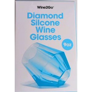 Wine2Go Diamond Silicone Wine Glasses 9oz (2 Pack)