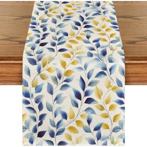 2 x Artoid Mode Leaves 210 GSM Summer Table Runner, Seasonal Spring Kitchen Dining Table Decoration for Home Party Decor 13x48 Inch