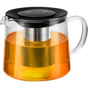Glass Teapot 51oz/1500ml with Removable Stainless Steel Infuser Tea pot, Heatproof Borosilicate Glass Tea Make, Stovetop Safe Glass Tea Kettle for Loose and Blooming Leaf Tea