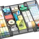 Expandable Desk Drawer Organizer Tray with 10 Adjustable Compartments, Metal Mesh Office Drawer Organizer, Versatile Desk Organizer for Home, School Supplies, Makeup Vanity & Jewelry (Black)