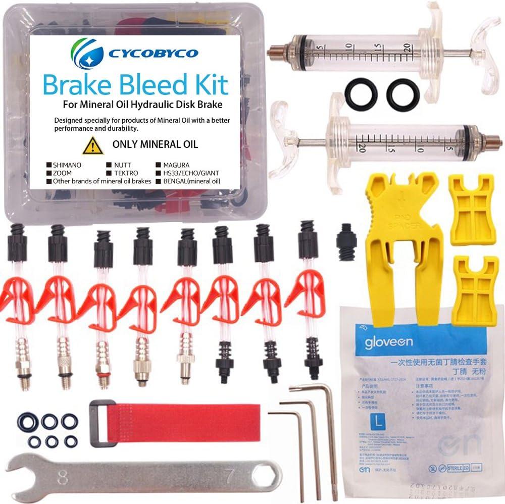 Cycobyco Mineral Oil Bicycle Hydraulic Disc Brake Bleed Kit for All Series Shimano/Magura/Tektro/Zoom/CSC/Echo/Giant / HS33 / Nutt Cycling (Professional kit)