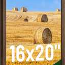 16x20 frames, Distressed Farmhouse Wood Pattern picture frames 16x20,Display with Plexiglass, Horizontal and Vertical 20x16 picture frame, Wall Mount Decor, Walnut, 1 Pack