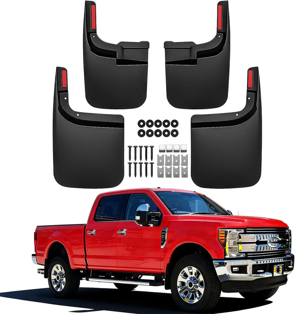 Mud Flaps for Ford F-250 F-350 2017-2026, 4PCS Splash Guards Front and Rear Mudflaps for F-250 Accessories(Without Fender Flares), No Drill OEM Fender Flares Black Easy Installation