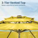 9FT 3 Tiers Patio Umbrella With Auto Tilt And Crank, Outdoor Table Market Umbrella with 8 Sturdy Ribs for Garden, Lawn, Deck, Backyard and Pool