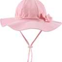 Bow Baby Girls Bucket Hat Infant Toddler Summer Cap Sun Protect Kids Hat for Girls (Pink)