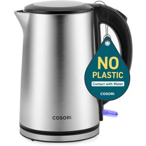 COSORI Electric Kettle, No Plastic Inner Lid, Filter and Spout, Double Wall Stainless Steel Keep Warm, Automatic Shut Off & Boil-Dry Protection, Durable Tea Kettle Boiler & Heater, 1.5L/1500W, Silver