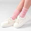Grip Pilates Socks for Women, Yoga Slouch Socks with Grip for Barre Workout Hospital Long Scrunch Slipper Socks (White+black+pink)