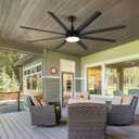 72 inch Ceiling Fans with Lights and Remote, 8 Reversible Blades, 6-Speed Quiet DC Motor, Timer, 3 Color LED Light, 2 Downrods, Industrial Black Indoor Ceiling Fan Fandeliers for Bedroom Living Room