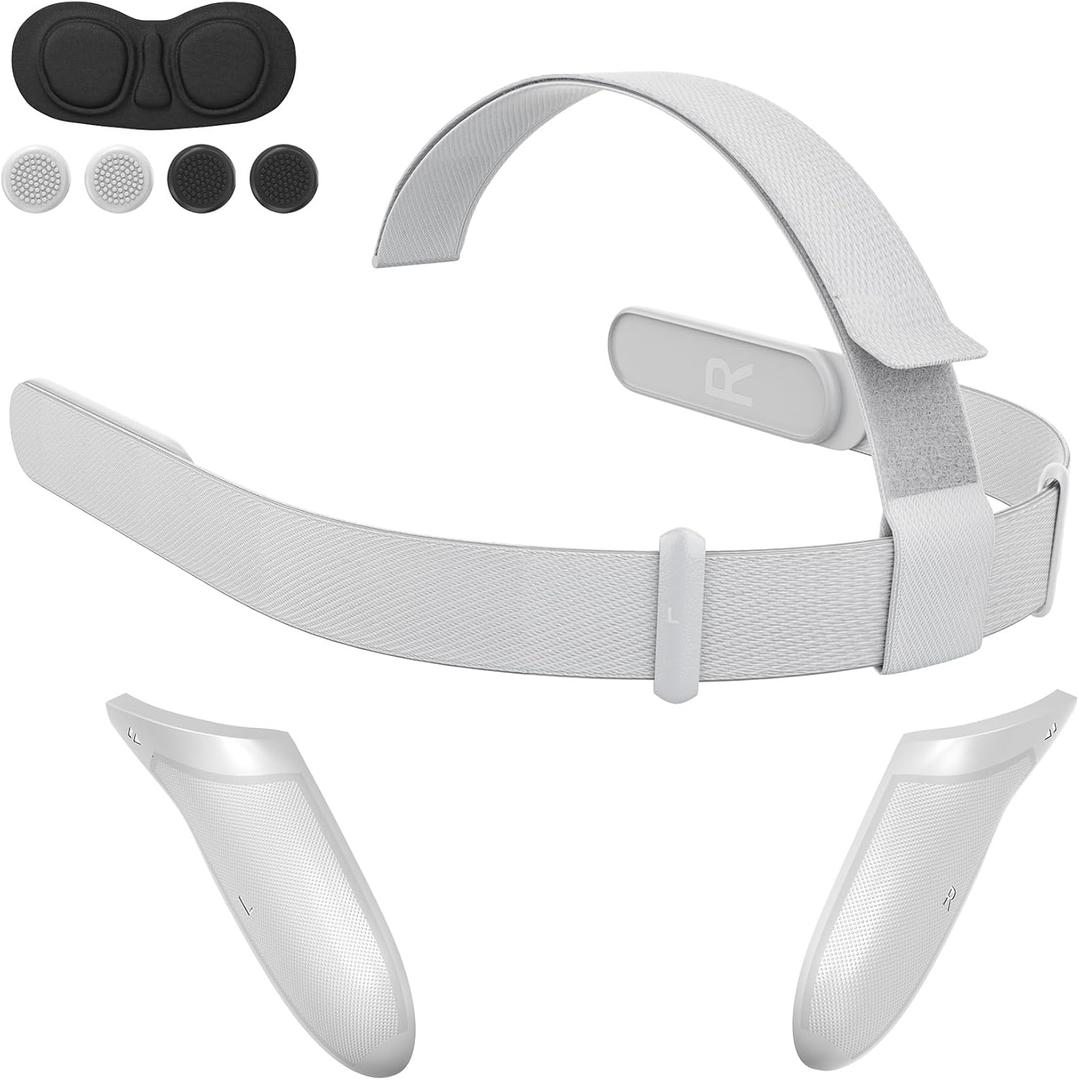 Head Strap Kit for 0culus Quest 2 Headset, Replacement HeadStrap for Met-a Quest 2 for 1 * 0culus-Quest2 Head Strap1 Pair Battery Covers1*EVA Lens Cap4pcs Joystick Caps