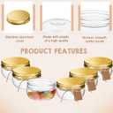 Suclain 24 Pcs 3 oz Mini Wide Mouth Plastic Jars with Lids Small Canning Yogurt Jars and Tags for Jelly, Jams, Honey, Spice, Wedding Favors. Included 1 Roll of Rope and 60 Labels(Gold)