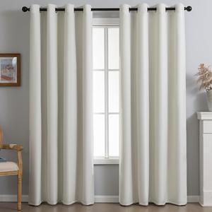 Fire Retardant Fluorine Free NFPA701 Standard Curtains 96 inches 2 Panels 100% Blackout Drapes for Bedroom Living Room Darkening Curtain Thermal Insulated Grommet (52x96 Inch,White)