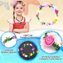 Meland Princess Dress Up for Girls, Dress Up Clothes with Light Up Flower Crown, Halloween Costumes for Girls Toddlers 3-8 (S)