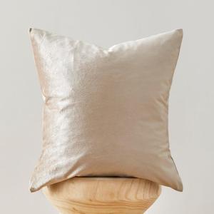 GIGIZAZA Velvet Throw Pillow Covers 18x18,Pack of 2 Champagne Beige Modern Pillow Covers Square Small Solid Pillow Vintage Cases for Living Room Couch