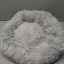 Hoewina Dog & Cat Bed for Indoor Cats, 20in Calming Donut Bed for Puppy and Kitten, Washable Round Fluffy Pet Bed for Small Medium Dogs and Cats (Light Grey)