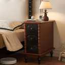 Solid Wood 3-Drawer Nightstand, Retro Farmhouse Bedside Table with Spacious Storage, Versatile End Table for Bedroom, Living Room & Entryway（Nature）