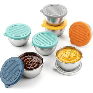 7 Pack Salad Dressing Container to Go, Leakproof Salad Dressing Container with Lids, Reusable Sauce Containers for Lunch Box, Small Condiment Containers with Lids