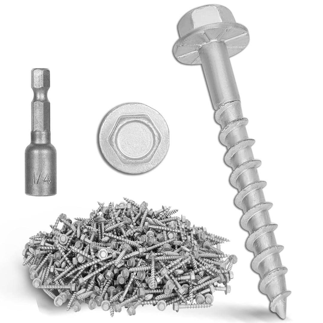 300-Pack Joist Hanger Screws #9 x 1-1/2 & 1/4" Hex Head with 0.370"-Dia Compatibility with SD9112R500 and 10D Nails, Joist Connector Screw Pass 500 Hours Salt Spray Test