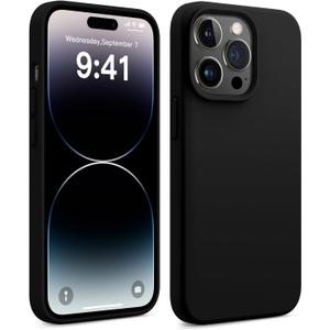 AOTESIER Shockproof Designed for iPhone 14 Pro Case 6.1 inch,[Silicone Slim Series] Rubber Full-Body Protection Bumper Phone Case for 14 Pro with Soft Anti-Scratch Lining, Black