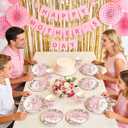 250Pcs Happy Mother's Day Party Supplies Pink Flowers Golden Plates and Napkins Golden Glitters Dots Floral Mom's Day Tableware Set for Thanks Mother Party Supplies, Serves 50