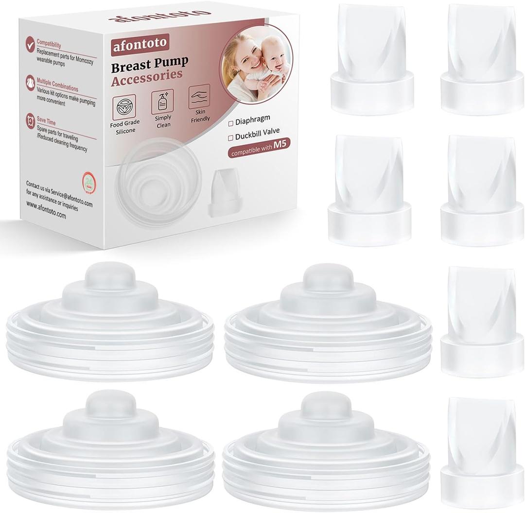 10PCS Breast Pump Parts, 6Pack Silicone Duckbill Valve & 4Pack Silicone Diaphragm Compatible with Momcozy M5 Wearable Breastpump, M5 Breast Pumps Replacement Accessories Breastfeeding Essentials Kit (DV6pc+SD4pc)