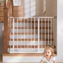 InnoTruth 29.5-40.75" Baby Gate for Stairs & Doorways, 30" Tall, Extra-Wide Dog Gate with 2-Way Swing, Easy Walk-Through & Dual Lock, Pressure Mount Child Safety Gate for Indoor Use  White