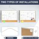 Calendar Whiteboard for Wall, TANKEE 17x13 Inches Whiteboard Calendar Cork Board Combo, Small Magnetic White Board with Wood Framed, Hanging Dry Erase Board for Kitchen Home Office School Planner