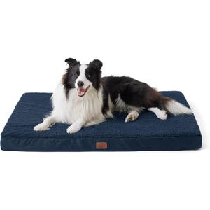 Bedsure XL Dog Bed for Crate - Large Orthopedic Waterproof Pet Beds with Removable Washable Cover, Egg Crate Foam Crate Mat, Suitable for Pet Up to 90 lbs (Navy)