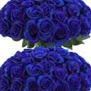 50pcs Artificial Roses Flowers in Bulk,Realistic Silk Fake Rose with Long Stem for Wedding Centerpieces Bouquet Party Floral Arrangement Home Decoration(Royal Blue)